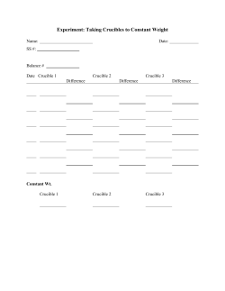 Experiment: Taking Crucibles to Constant Weight