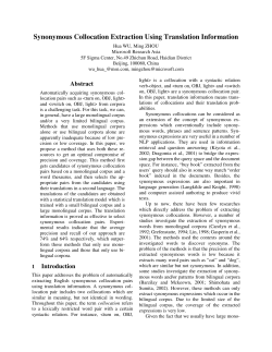 Synonymous Collocation Extraction Using Translation Information