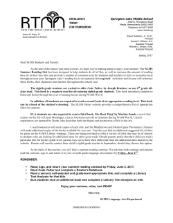 Summer Reading information for incoming 8th graders