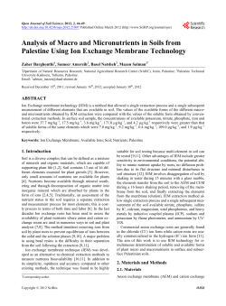 Analysis of Macro and Micronutrients in Soils from Palestine Using