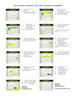 2016-2017 Academic Calendar