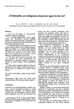 b-Endorphin, An Endogenous Depressor Agent in
