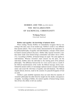 Hobbes and the &raquo;Kat&eacute;chon&laquo;: The Secularization of Sacrificial
