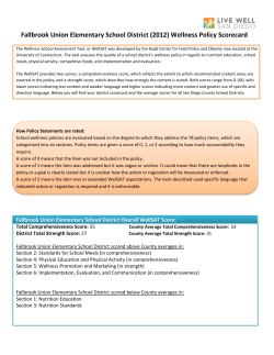2015 Wellness Assessment - School Nutrition and Fitness