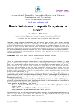 Humic Substances in Aquatic Ecosystems: A Review