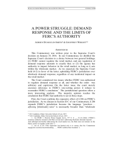 A Power Struggle: Demand Response and the Limits of FERC`s