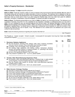 Seller`s Property Disclosure &ndash; Residential