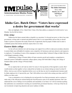 Idaho Gov. Butch Otter: `Voters have expressed a desire for