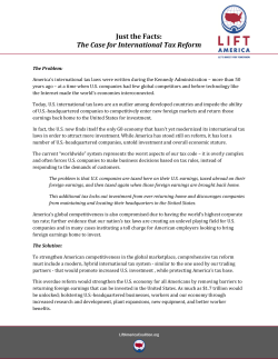 Just the Facts: The Case for International Tax Reform
