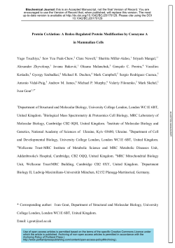 Protein CoAlation: A Redox-Regulated Protein Modification by