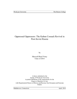 Oppressed Oppressors: The Kuban Cossacks Revival in Post