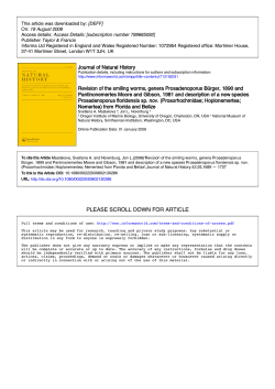 Journal of Natural History Revision of the smiling worms, genera