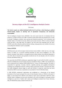 Secrecy reigns at the EU`s Intelligence Analysis Centre