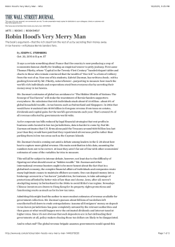 Robin Hood`s Very Merry Man - WSJ