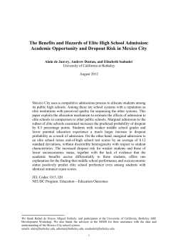 The Benefits and Hazards of Elite High School Admission: Academic