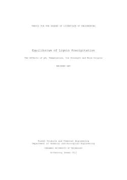 Equilibrium of Lignin Precipitation