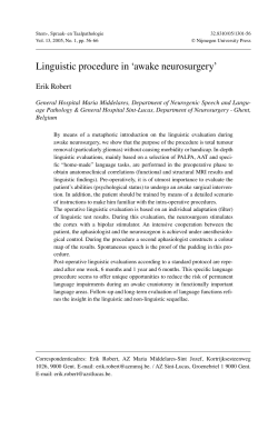 Linguistic procedure in `awake neurosurgery` - Stem-, Spraak