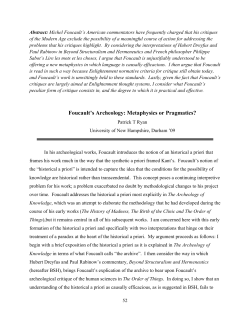 Foucault`s Archeology: Metaphysics or Pragmatics?