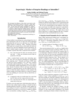 Surprisingly: Marker of Surprise Readings or Intensifier?