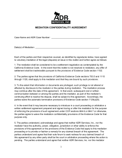 mediation confidentiality agreement