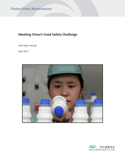 Meeting China`s Food Safety Challenge
