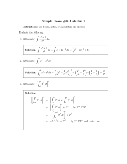 Sample Exam #3: Calculus 1