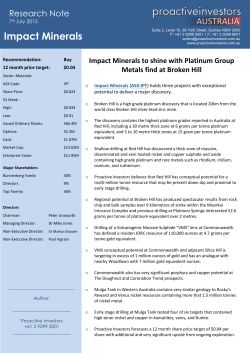 Proactiveinvestors &ndash; Impact Minerals to shine with Platinum Group