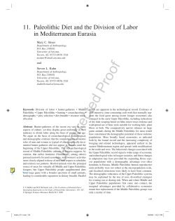 11. Paleolithic Diet and the Division of Labor in Mediterranean Eurasia