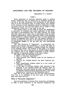LINGUISTICS AND THE TEACHING OF READING What is