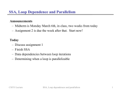 SSA, Loop Dependence and Parallelism