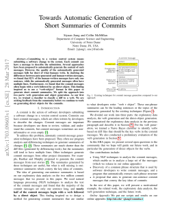 Towards Automatic Generation of Short Summaries of Commits