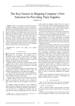 The Key Factors in Shipping Company`s Port Selection for Providing