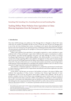 Tackling Diffuse Water Pollution from Agriculture in China: Drawing