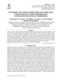 synthesis and characterization of schiff base liquid crystals with