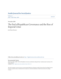 The End of Republican Governance and the Rise of Imperial Cities