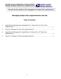 Managing Origin Entry Appointments Job Aid