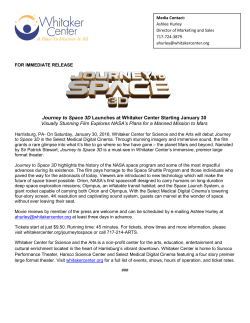 Journey to Space 3D Launches at Whitaker Center Starting January