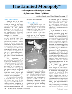 The Limited Monopoly: Defining Patentable Subject Matter