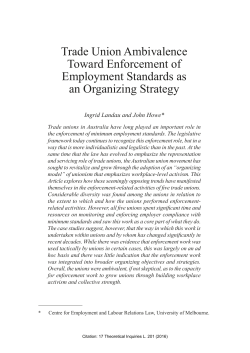 Trade Union Ambivalence Toward Enforcement of Employment