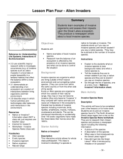 Lesson Plan Four - Alien Invaders