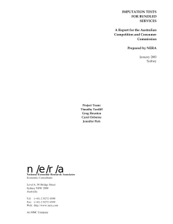IMPUTATION TESTS FOR BUNDLED SERVICES A Report