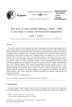 The Jews of early modern Marburg, 1640s&mdash;1800 A case study in