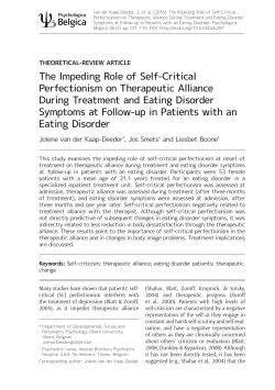 The Impeding Role of Self-Critical Perfectionism on Therapeutic