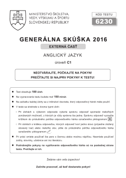 Gener&Aacute;Lna SK&Uacute;&Scaron;Ka 2016