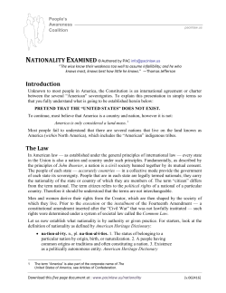 Nationalism vs. Federalism - People`s Awareness Coalition