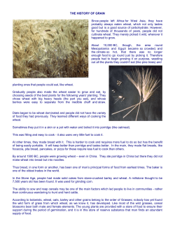 THE HISTORY OF GRAIN Since people left Africa for West Asia, they