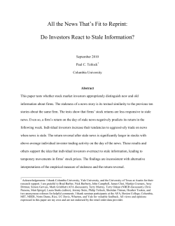 the News That`s Fit to Reprint: Do Investors React to Stale Information?