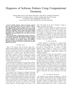 Diagnosis of Software Failures Using Computational Geometry