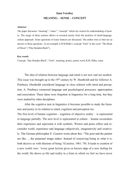 Inna Vorobey MEANING – SENSE – CONCEPT The idea of relation