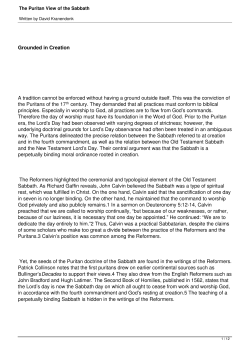 The Puritan View of the Sabbath